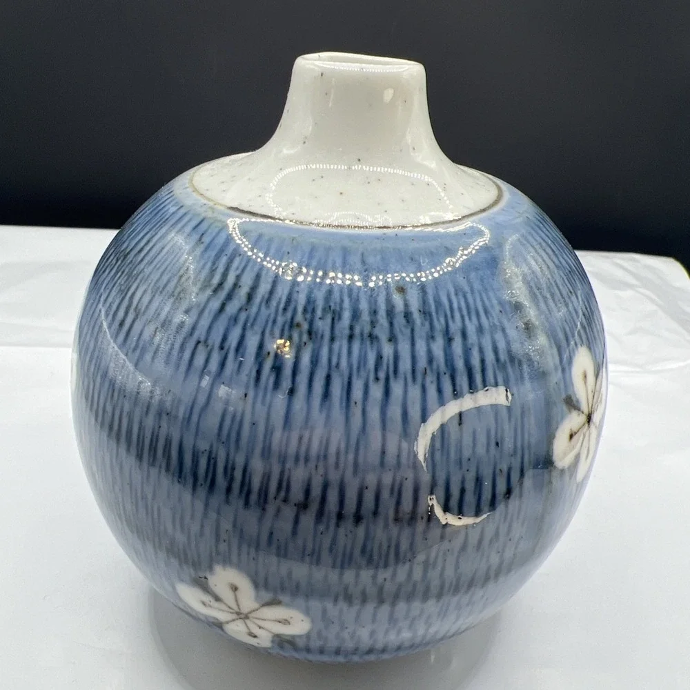 VTG Otagiri OMC Japan Blue Ceramic Bud Vase Weed Pot 4.5
